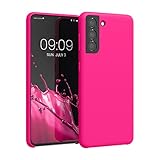 kwmobile Hülle kompatibel mit Samsung Galaxy S21 Hülle - Silikon Handy Case - Handyhülle weiche Oberfläche - kabelloses Laden - Neon Pink