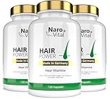 Haar Vitamine 3er Sparmenü - Hochdosiert mit Biotin, Zink, Selen, OPC, Hirse-Extrakt (reich an Silizium und Kieselerde) - 120 Kapseln (6 Monate) - Haar- & Bartwuchs - Frauen und Männer