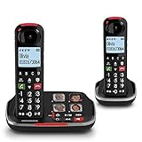 Swissvoice Xtra 2355 Duo schnurloses DECT Großtasten Telefon mit Anrufbeantworter, Zwei Mobilteile, Audio-Boost, Laute Klingeltöne, Hörgerätekompatibel, Anrufschutz