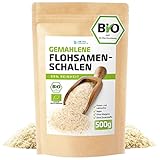 Flohsamenschalen Gemahlen Bio 500g, 99% Reinheit in Deutschland kontrolliert und abgefüllt, Vegan Glutenfrei Ballaststoffreich Low Carb, Flohsamen von Detox Organica, Pulver