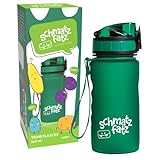 schmatzfatz Trinkflasche Kinder Auslaufsicher - 350ml, Grün - Trinkflasche Kohlensäure geeignet, Wasserflasche BPA frei mit 1-Klick Verschluss
