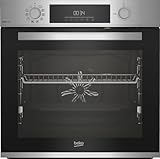 Beko BBIM12300XMPEF Einbau-Backofen, Multifunktionsofen, 72 l Volumen, 10 Funktionen, FlexiCrisp für kontrolliertes Nachbräunen, Pyrolyse, versenkbare Knebel, Cool Door, Edelstahl/Schwarz