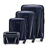 WITTCHEN Koffer Set of 4 Hartschalen Material Polycarbonat Hochwertiger und Stabiler Verschiedene Größen (S+M+L+Kosmetikkoffer) Dunkelblau
