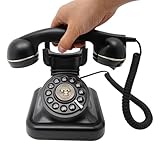 Retro-Festnetztelefon Vintage Telefon Klassisches Schnurgebundenes Tischtelefon mit Wählscheibe und Schnur als Nostalgie Festnetztelefon