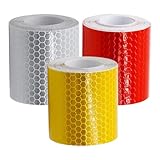 Miraculife Reflektorband Selbstklebend, 3 Rollen/3 m Zuschneidbar Reflektor Aufkleber, 25mm Warnklebeband Sicherheitsband, Reflektierendes Klebeband, Reflektor Tape für Sicherheit im Straßenverkehr