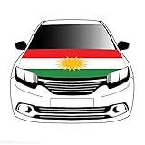 100Pcs Flaggen Motorhaubenabdeckung,Gelbe Sonne Kurdistan Motorhaube Banner,Mann Slip-On Waschbar Super Elastisch Wetterfester Stoff,Nicht Klebendes Banner 3.3X5 Ft Passend Für Die Meisten Gedruckten