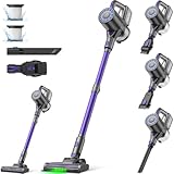 Suirviz Akku Staubsauger Kabellos, 500W/40000Pa/40 Min Akkustaubsauger mit Selbststehende, Leichter Stabstaubsauger mit grünem Licht, Ideal für Hartböden, Teppiche, Tierhaare