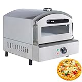 XUXIAO Kommerzieller Pizzamaker für die Arbeitsplatte, elektrischer Pizzaofen aus Edelstahl mit Einzelherd, für Familien und Restaurants, schnelles Aufheizen und Energieeinsparung