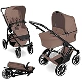 ABC Design Kombi Kinderwagen Salsa 5 Air mit großen Luftreifen | Buggy Sportsitz und Babywanne ab Geburt bis 22 kg | kompakt zusammenklappbar - Dark Beige