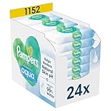 Pampers Harmonie Aqua Feuchttücher 24 Packungen mit jeweils 48 Feuchttüchern - 1152 Feuchttücher, die helfen, den natürlichen pH-Wert der Haut wiederherzustellen, leichte Lotion mit 99% Wasser