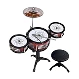 Schlagzeug Kinder Trommel Set, Musik Kinderschlagzeug Musikinstrumente Set, Jazz Rock Drum Set, Baby Percussion Lernspielzeug Schlagzeug Geschenk für Kleinkinder 1 2 3 4+ Jahr Jungen Mädchen (jzaa S)