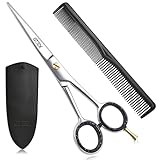 Friseurschere - Professionelles Haarschneideschere - 6,5 Zoll Prämie Schere Haare Schneiden mit Kamm und Lederetui - Hair Scissors - Haarschere für Männer, Frauen, Erwachsene Haarscherer Bartschere