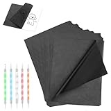 VFANDV 150pcs Blatt Pauspapier A4, Kohlepapier Schwarz Durchschlagpapier mit 5 Stück Prgestift Set A4 Abpauspapier Transferpapier Graphitpapier Pauspapier für Holz Papier Leinwand Tattoo