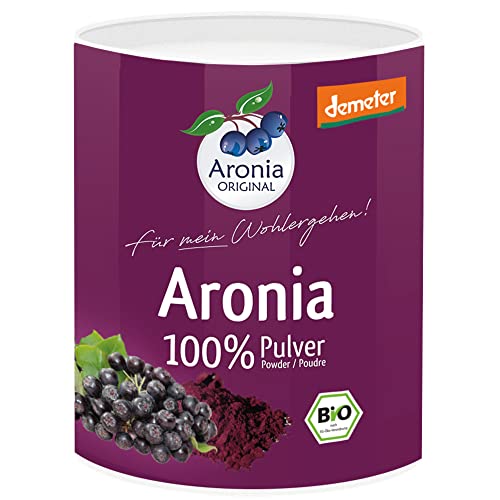 Aronia ORIGINAL 100% Bio Aronia Pulver Demeter 100 g | Aus Trester von Schale, Kernen und Fruchtfleisch der Beere | Vegan, ohne Konservierungsstoffe, ohne Zuckerzusatz (lt. Gesetz)