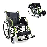 Mobiclinic®, Rollstuhl, Bolonia, Aluminium, Faltbar und leicht, Klappbare und geteilte Rückenlehne, Abnehmbare Fußstütze, Klappbare Armlehnen, Rollstuhl für Erwachsene, Grün