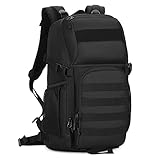 HUNTVP Militär Rucksack 25L Bundeswehr Rucksack Herren Taktischer Angelrucksack Wasserdicht Miltec MOLLE Tactical Backpack für Herren Damen Sport Radfahren Outdoor Camping, Schwarz