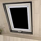 Eurohome 100% Verdunkelung Dachfenster Rollo ohne Bohren Sonnenschutz Verdunkelungsrollo mit Saugnäpfen für Fenster Schwarz 96x93 cm