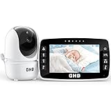 GHB Babyphone mit Kamera 4,3 Zoll Babyphone LCD Bildschirm 350° Rotation Temperatursensor Nachtsicht 1 Kamera Videokamera für Babys
