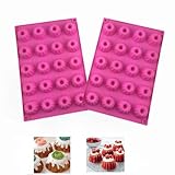 Firavggu 2 Stk Mini Gugelhupfform Silikon Gugelhupf Form Silikonform 20 Capacity Klein Gugelhupf Kuchenform Backform Antihaftbeschichted Cake Form für Kuchen Muffins Brownie Pudding (Dunkelrosa)