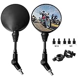 Motorrad Spiegel, 2 Stück Motorrad Rückspiegel, Universeller Faltbarer Runder Rückspiegel, mit 8mm 10mm Schrauben, Montagesockel, für Motorräder, Motorroller, ATV