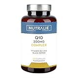Coenzym Q10 Hochdosiert - 250mg - Komplex Kapseln mit Vitamin C E B2-120 Kapseln Coq10-100% Rein - Vitamine und schwarzer Pfeffer – Ubichinon Coenzym Q10 Premium - Laborgeprüft - 4 Monate Nutrali