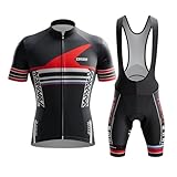 KAISUN Herren Radtrikot Set – Rennrad Trikot mit 9D-Gel-Polstert Shorts – Atmungsaktiv, Fahrrad Anzug Herren Kurzarm für Radfahren MTB Jogging(Type-4,M)