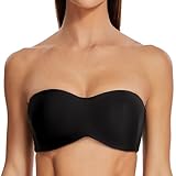 MELENECA Damen Trägerloser BH - Bügel,Ohne Einlagen,Große Größe Minimizer Bandeau BH Schwarz 80C
