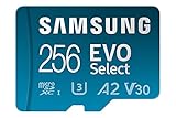 Samsung EVO Select microSD-Karte + SD-Adapter, 256 GB, Speicherkarte für Smartphone und Tablet, UHS-I U3, Full HD, 130 MB/s Lesen, MB-ME256KA/EU