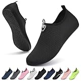Sixspace Damen Herren Badeschuhe Wasserschuhe Schwimmschuhe Männer Frauen Strandschuhe Aquaschuhe Barfußschuhe für Strand,Pool,Meer,Wassersport,Tauchen,Surfen,Aqua Cycling(Schwarz 45 EU)
