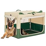 A 4 Pet Hundebox faltbar für große Hunde Auto Hundetransportbox einstellbare Kompatibilität, tragbare Hundebox für zuhause Kennel Hund mit integriertem Aluminium Rahmen (XL, Grün)