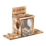 Relaxdays Eichhörnchen Futterhaus, Holz, 2 Eingänge & Sitzplattformen, zum Aufhängen, Eichhörnchenfutterstation, Natur