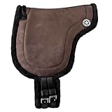 PFIFF 103004 Reitpad, Bareback Pad, baumloses Reitkissen aus Velourleder und Kunstfell, Sattelkissen inkl. Sattelgurt, Braun, Pony