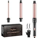 Haglater Lockenstab 3 in 1 Multifunktions Austauschbare Keramikbeschichtung Curling Iron, Lockenstäbe mit Verschiedenen Aufsätzen Große und Kleine Locken, Welleneisen für Beach Waves