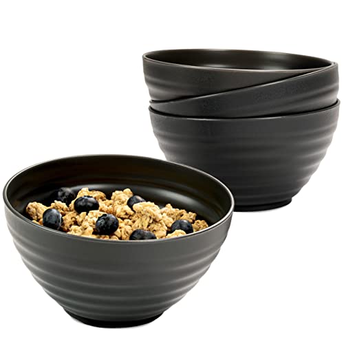 Hausfelder Bowl Müslischalen 4er Set - 840 ml Suppenschalen, Dessertschalen Schüssel Set aus Kunststoff Schwarz