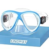 Findway Taucherbrille Kinder, Schwimmbrille Kinder für Jungen Mädchen,Schnorchelmaske Kinder 180°Panorama Verstellbares Silikonband Anti-Leck Tauchmaske Kinder für 3-14 Jahre