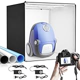 Heorryn Fotostudio Lichtzelt Set, 100 x 100 x 100 cm Dimmbare Fotobox mit 384 LED-Leuchten und 3 Farbhintergründen für Fotografie