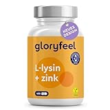 L-Lysin - 400 vegane Kapseln - 1.000 mg Lysin hochdosiert je Tagesdosis - Essentielle Aminosäure mit Zink für Immunsystem & Haut, Haare, Nägel - Aus pflanzlicher Fermentation