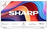 SHARP 70GP6260E Quantum Dot Google TV 177 cm (70 Zoll) 4K Ultra HD QLED Google TV (Smart TV ohne Rahmen, Dolby Atmos, Dolby Vision, HDMI 2.1 mit eARC)