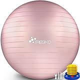 TRESKO Gymnastikball mit GRATIS Übungsposter inkl. Luftpumpe - Yogaball BPA-Frei | Sitzball Büro | Anti-Burst | 300 kg,Rose-Gold,65cm (für Körpergröße 155 - 175cm)