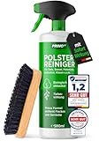 PRINOX® Profi Polsterreiniger 500ml für Sofa, Auto, Sessel & Couch inkl. Bürste - Textilreiniger Konzentrat & Autositz Reiniger für alle Polstermöbel - Fleckenentferner Sofa aus Deutschland
