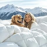 GDFP Daunendecke 135x200, 90% Daunen und 10% Federn, Maschinenwäsche, Bettdecke 135x200 Daunen, Wärmeklasse: warm, Füllgewicht 900g, Weiß