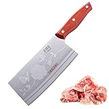 TJ POP Hackmesser Chinesisches Kochmesser Professionelles 18.8cm, Scharfer Küchenmesser mit Full Tang Entwurf, X39Cr13 Stahlklingestärke 2,5 mm, 2-in-1, TJ SEGA Serie TC1707 für Küche und Restaurant