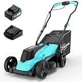 YARDCARE Akku-Rasenmäher, LED-Display, bis zu 300㎡ Rasen, 34 cm Schnittbreite, 18V, mit 4,0 Ah Akku und Ladegerät,30L Fangkorb