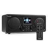 Audizio Foza - Internetradio WLAN, DAB Radio mit Bluetooth, Fernbedienung, 50 Watt, FM, AUX in, USB, MP3, Kopfhörer Anschluss, DAB Plus Radio, Küchenradio, Dual Alarm, Sleeptimer - Schwarz