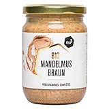 nu3 Vegan Bio Mandelmus ohne Zucker Braun (250g Glas) aus 100% knackigen Mandeln ohne Zusatzstoffe - Almond Butter in bester Rohkostqualität aus Spanien, Nussmus ohne Zucker ideal zum Backen/im Müsli
