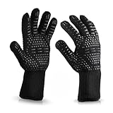 TTSTOIEE Grillhandschuhe, Resistenti al Calore Fino a 800°C, Hitzebeständige Handschuhe für Grill, Ofen und BBQ - rutschfest,Thermo Handschuhe, 1 Paar