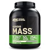 Optimum Nutrition Serious Mass hochkalorisches Proteinpulver für Masseaufbau mit 25 Vitaminen und Mineralien, Kreatin und Glutamin, Cookies & Cream-Geschmack, 8 Portionen, 2,73 kg