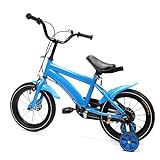 Vielrosse Kinderfahrrad Unisex 14 Zoll, Kinder Fahrrad für Mädchen und Jungen, Kinderrad mit Stützrädern Schutzblech und Kettenschutz für Jungen und Mädchen von 3 bis 6 Jahren (Blau)