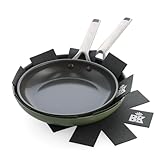 BK Sublime Keramik-Antihaft-Pfannenset, 2-teilig, Ø 24 und 28 cm, PFAS-frei, Goldene Edelstahlgriffe, Backofenfest bis 220 °C, Spülmaschinenfest, Olivgrün