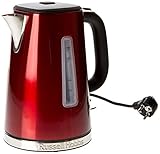 Russell Hobbs Wasserkocher [1,7l, 2400W] Luna Edelstahl Rot (Schnellkochfunktion, herausnehmbarer Kalkfilter, außenliegende Wasserstandsanzeige, autom. Deckelöffnung) Teekocher 23210-70